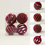 Bolas de Natal Pintadas e de Pelúcia Vermelhas para Árvore de Natal