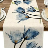 Caminho de Mesa de Linho com Estampa de Tulipa