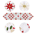 Caminho de Mesa de Natal Bordado Poinsétia