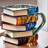 Caneca Livro em Resina 3D Pintada Criativa 300ml para Café e Chá