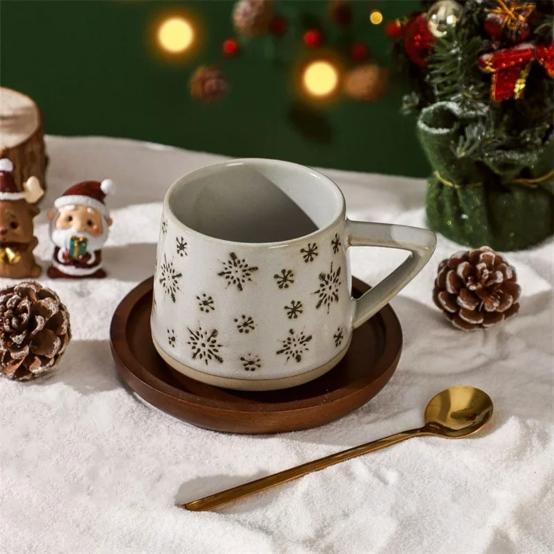 Caneca Natalina de Cerâmica com Alça Resistente ao Calor