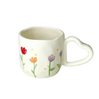 Caneca em Cerâmica com Alça de Coração Pintada à Mão