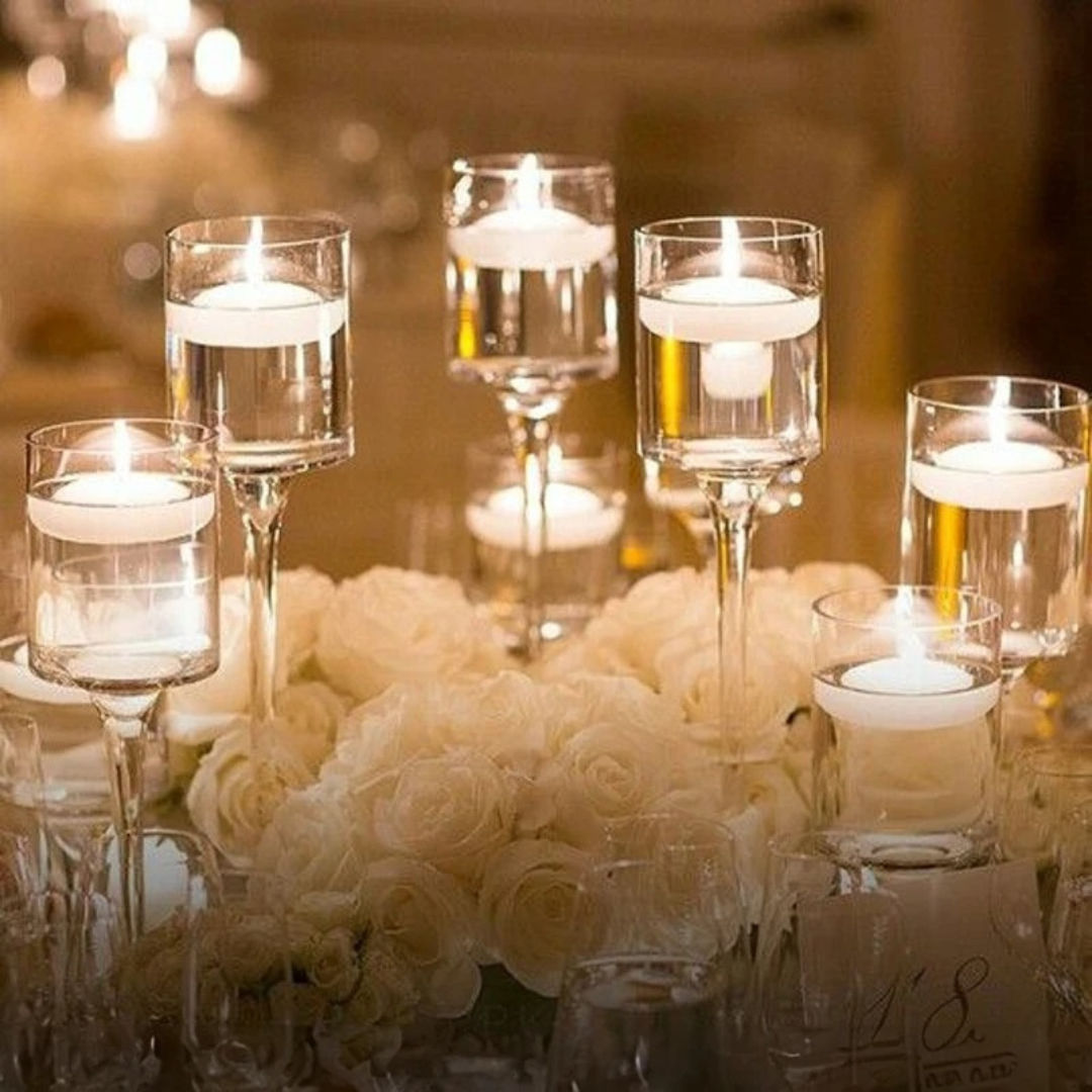 Conjunto 3 Peças Porta-Velas de Vidro Castiçais Elegantes para Decoração