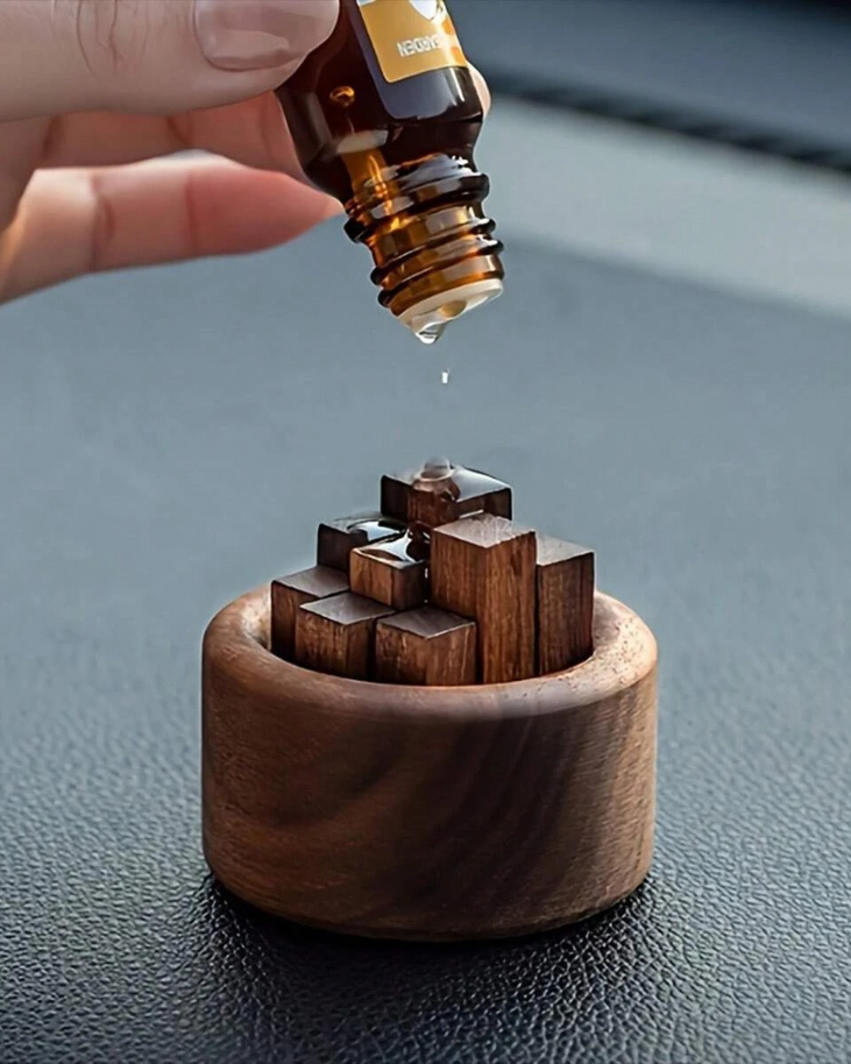 Conjunto de Difusores de Óleo Essencial em Madeira Noz Aromaterapia e Decoração