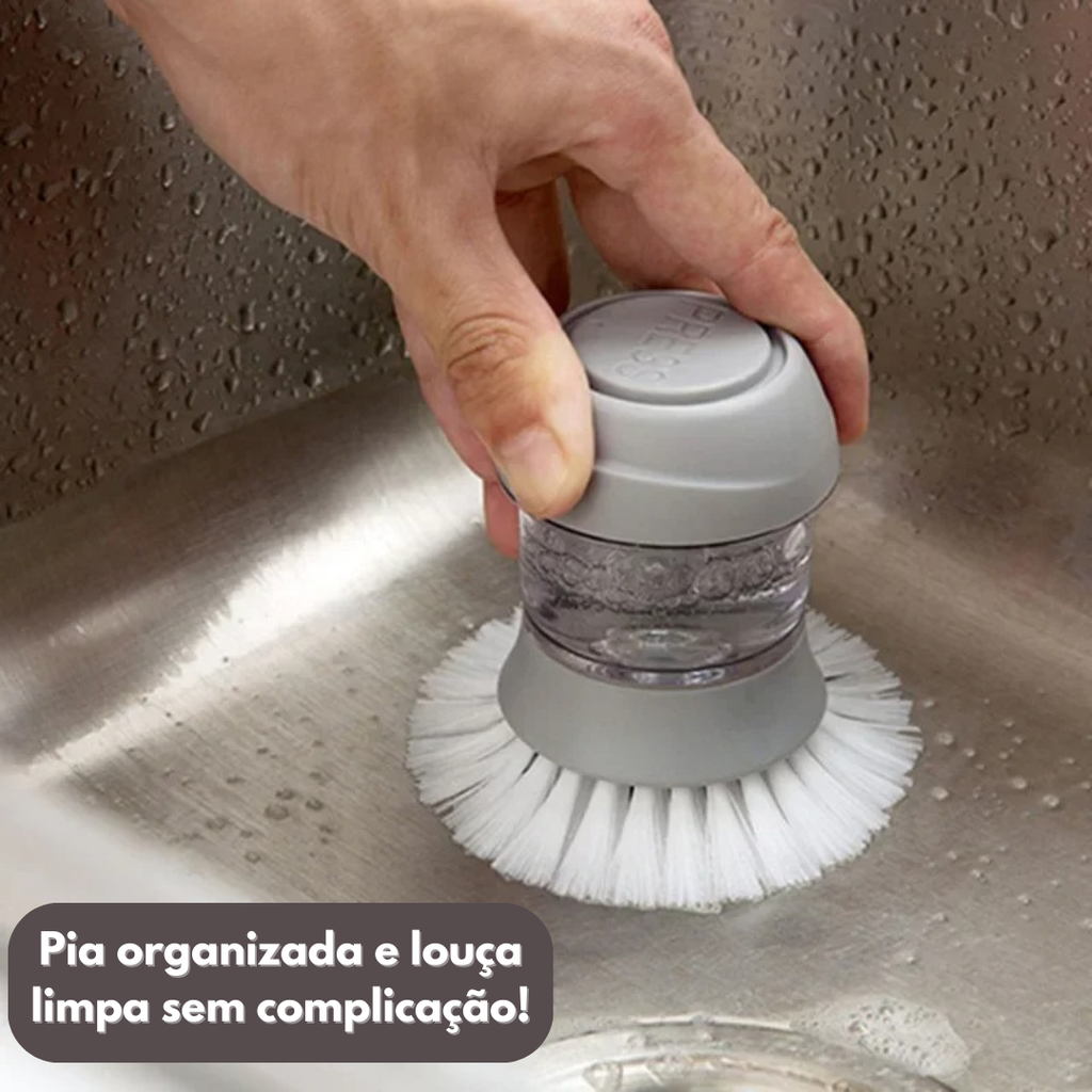 Escova de Lavar Louça com Dispensador de Sabão e Suporte