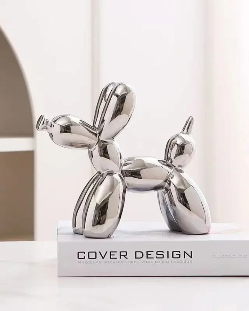Escultura de Cachorro Balão em Cerâmica Decoração Moderna para Sala e Escritório