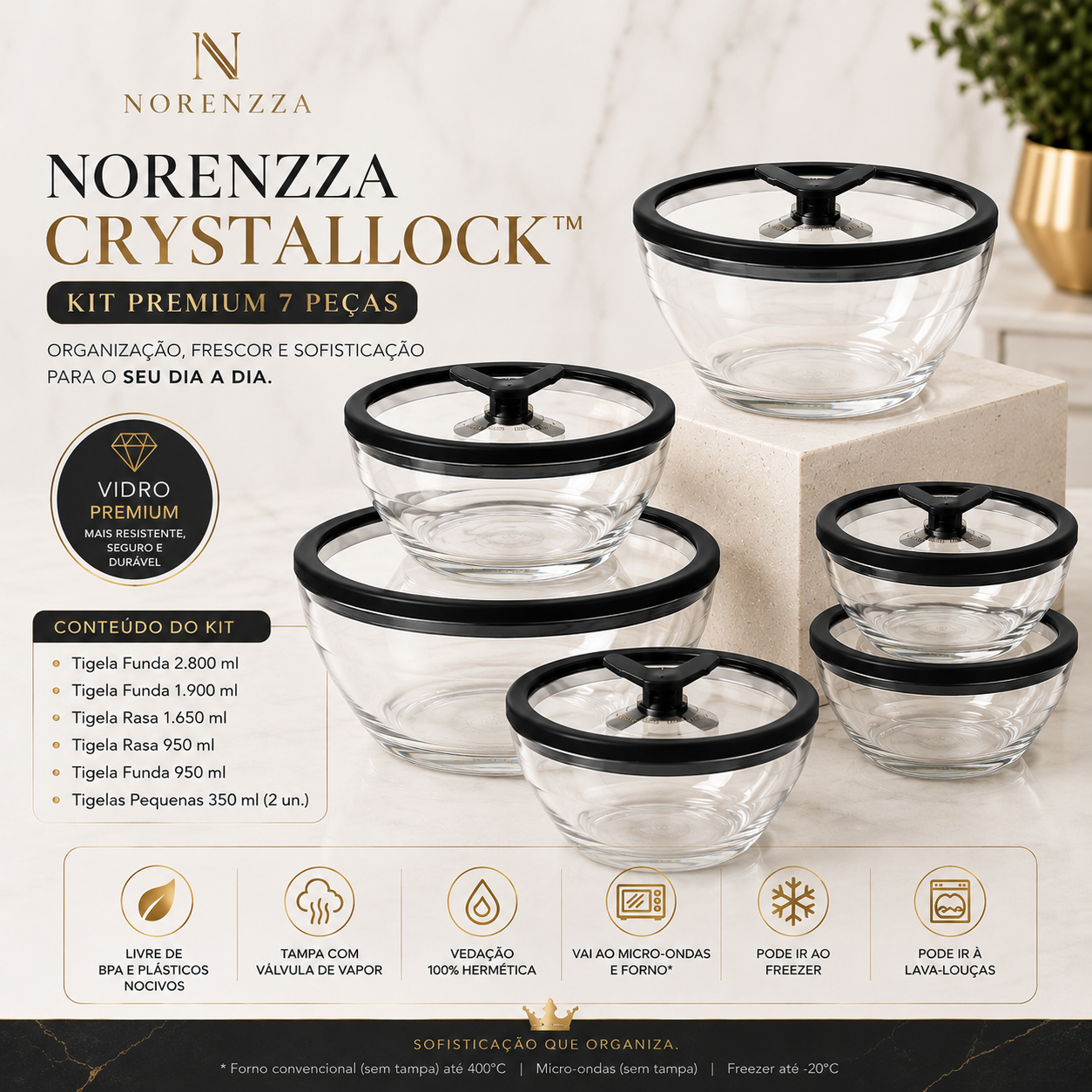 Norenzza CrystalLock – Kit Premium 7 Peças