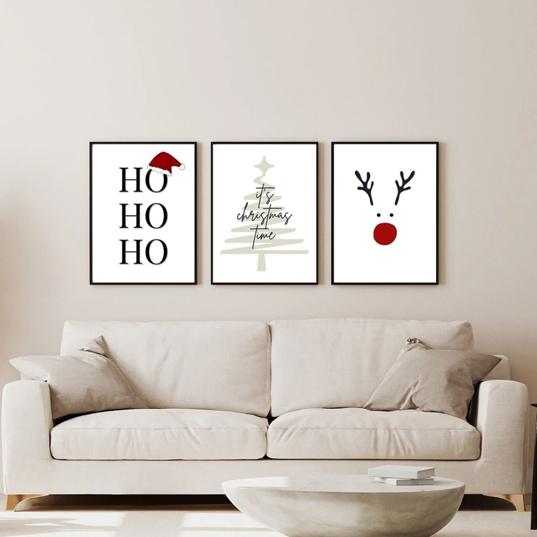 Pôster Natalino Minimalista em Tela para Decoração de Parede