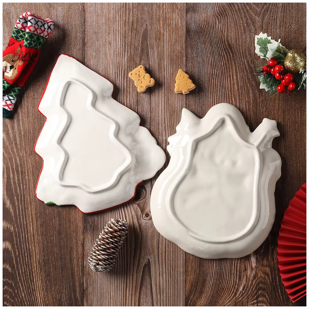 Prato de Cerâmica Natalino com Papai Noel Pintado à Mão