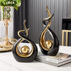 Estátuas em cerâmica com detalhes em dourado - Coleção Elegância Abstrata