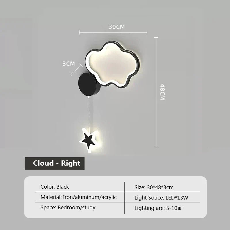 Luminária Infantil de Parede LED Cloud Star Moon