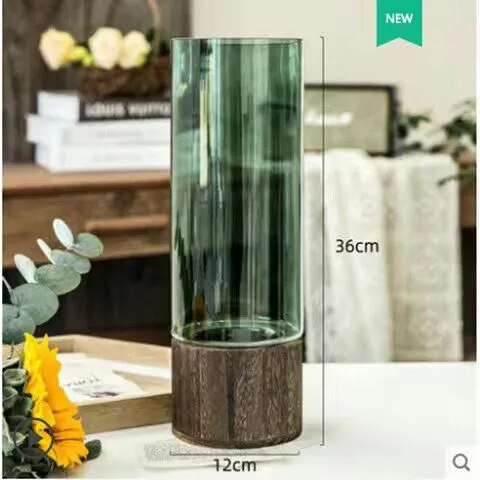 Vaso decorativo hidroponico de vidro e madeira - Wood Design