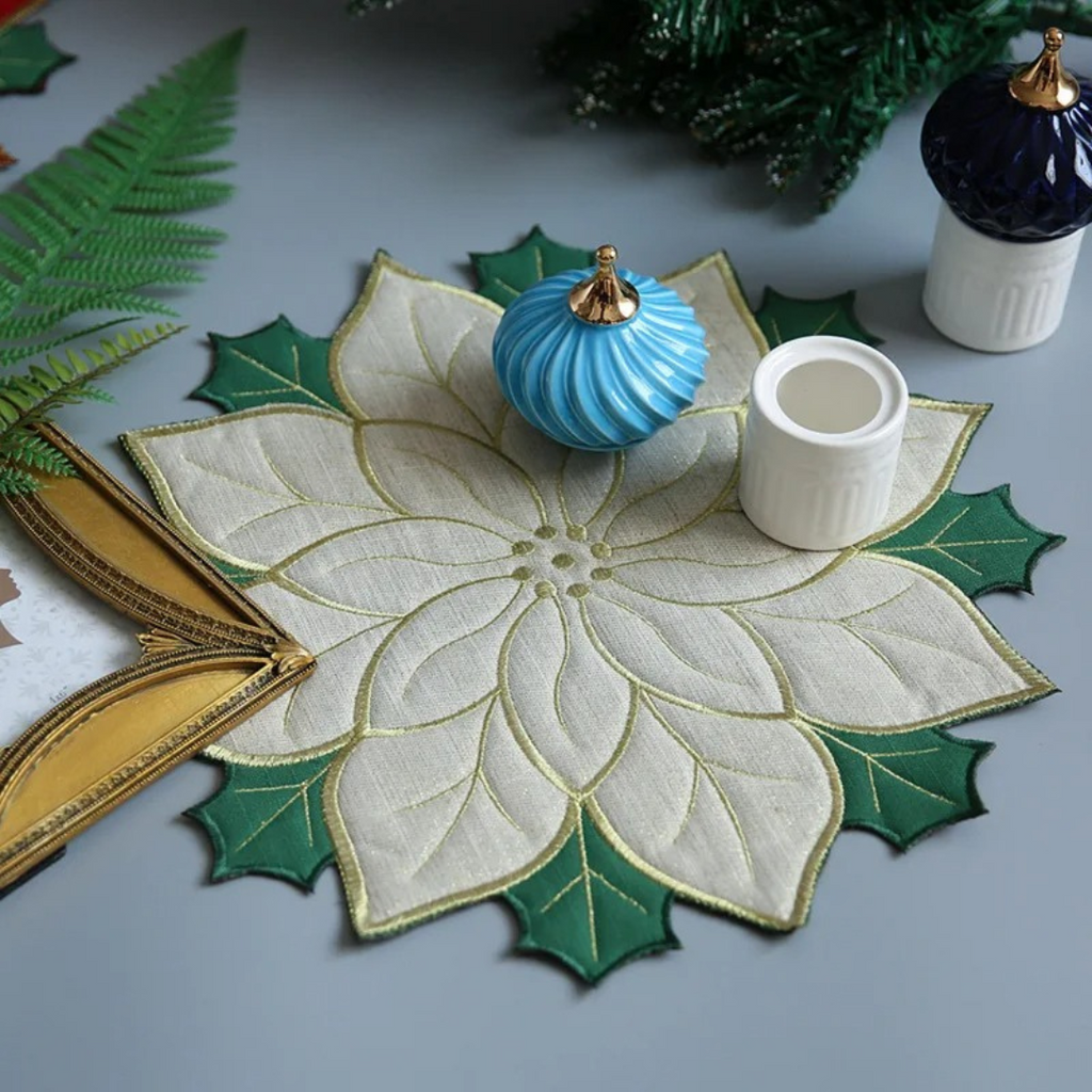 Sousplat Poinsétia Bordado para Natal