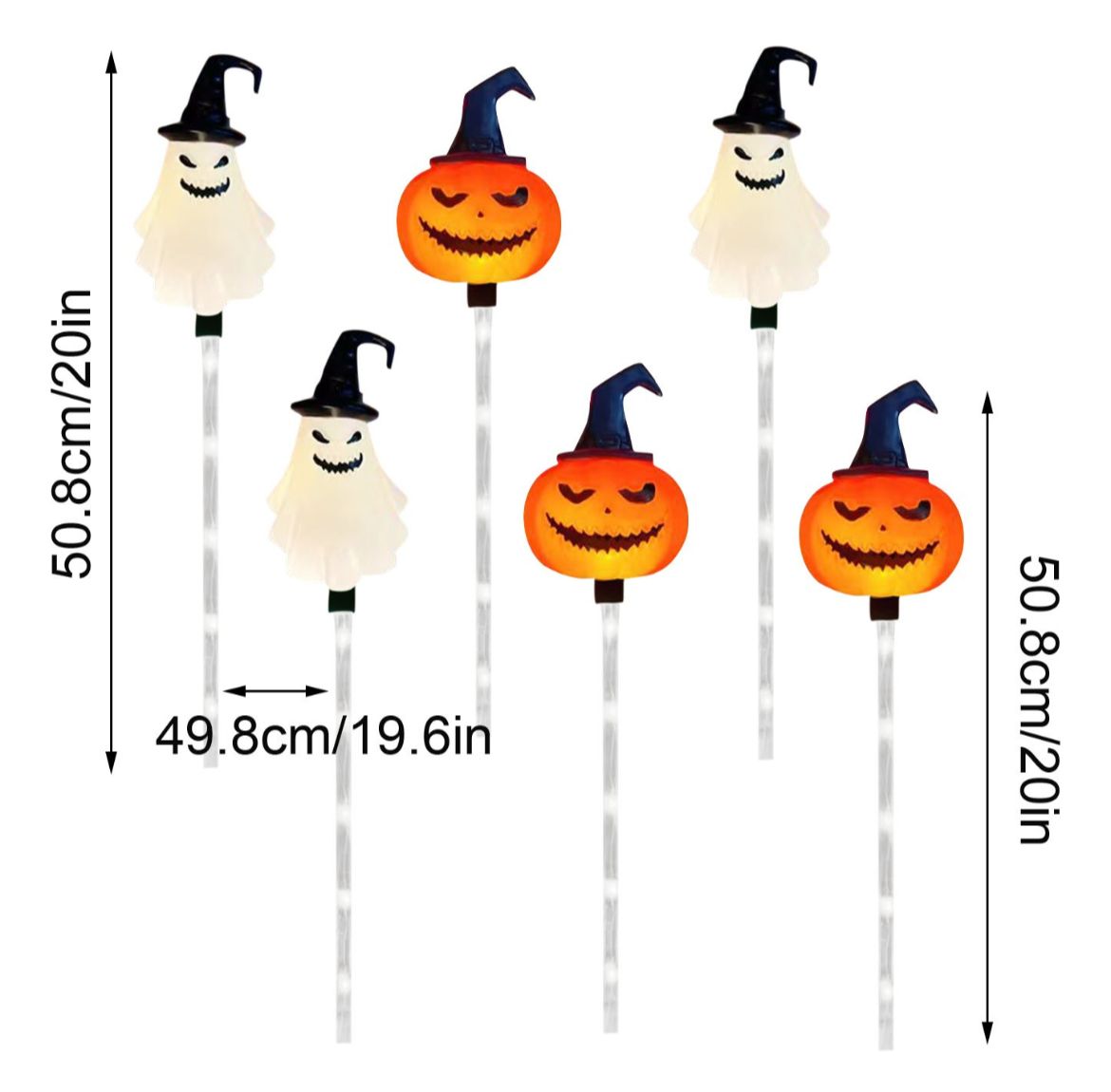 Kit Luminária Colorida Solar Decorativa  Abóbora Para Halloween - 6 Peças