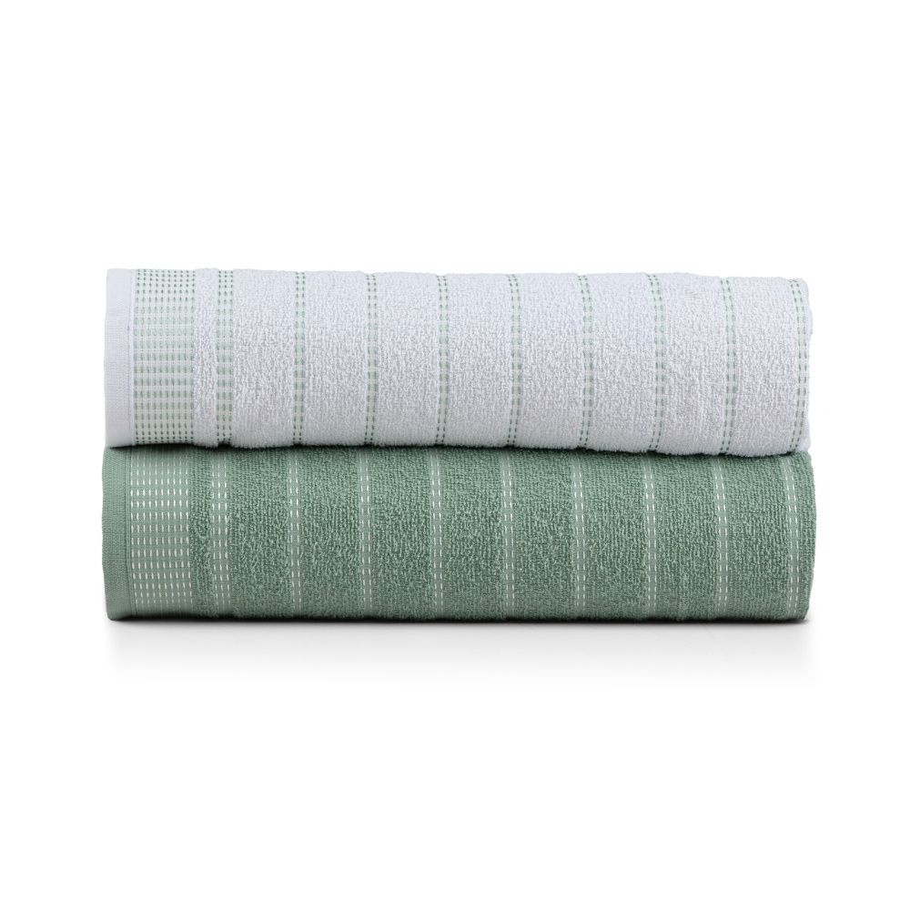Kit 2 Panos de Prato Atoalhado Copa 45x65cm Bordado 300g/m² Algodão Verde