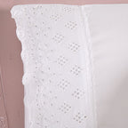 Kit Cama Posta Serena Percal 300 Fios Bordado Inglês Branco/Rosê/Prata