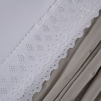 Kit Cama Posta Serena Percal 300 Fios Bordado Inglês Branco/Fendi/Marfim